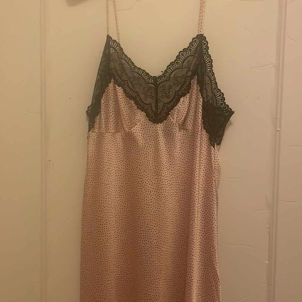 Pale pink and black lace Christian Dior slip dress